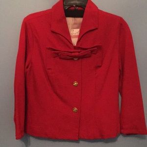 CAbi perfect red detach bow jacket